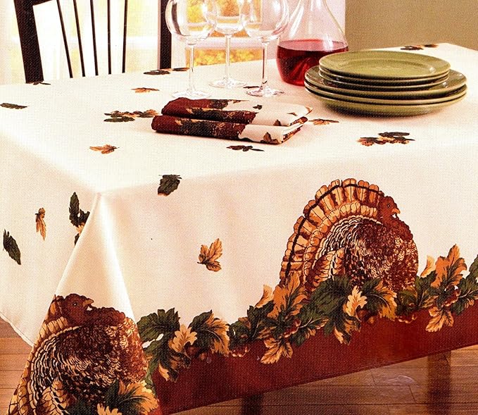 Table Trends Harvest Holiday Thanksgiving Turkey Tablecloth