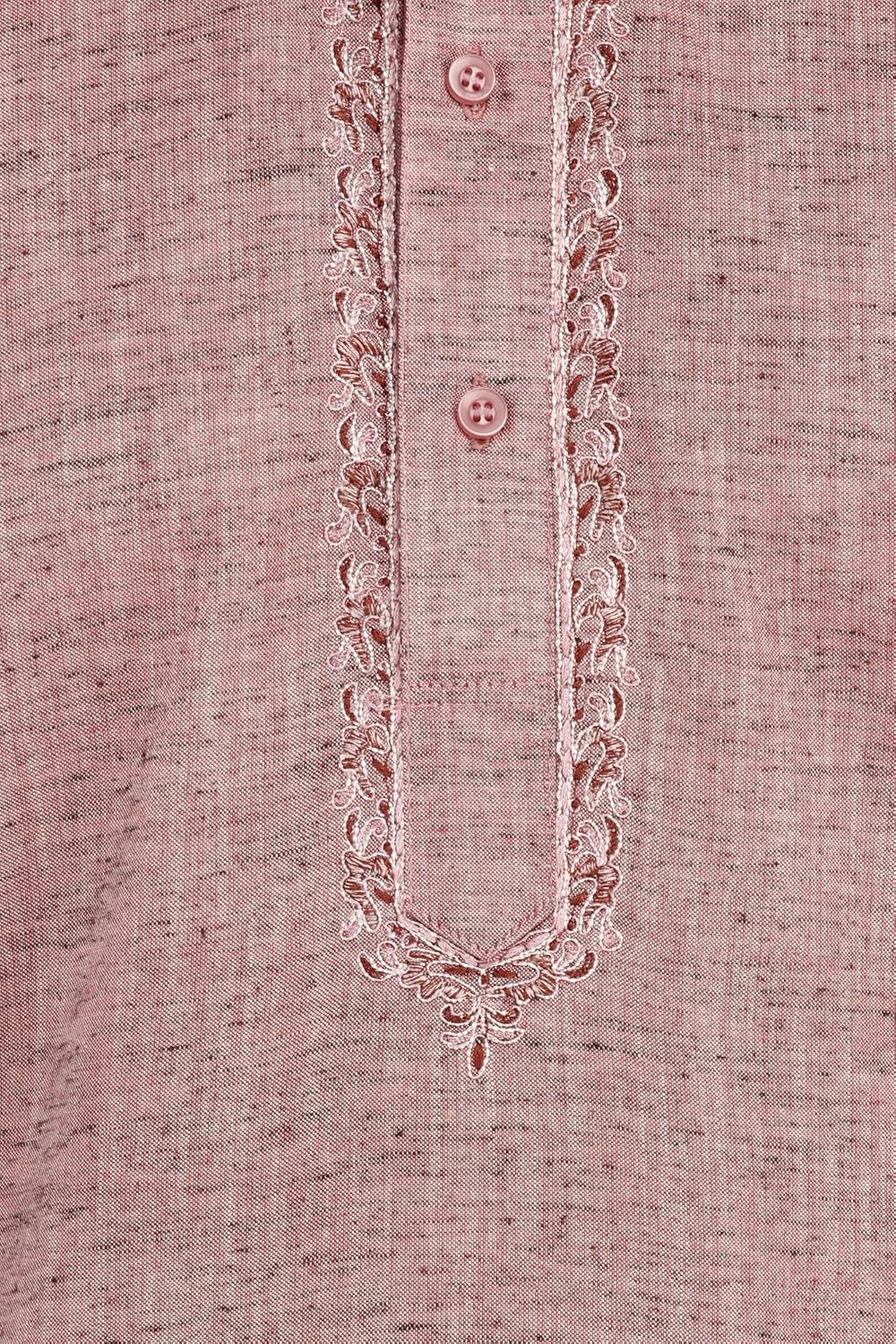 exotic india plain khadi kurta pyjama with embroidery on neck