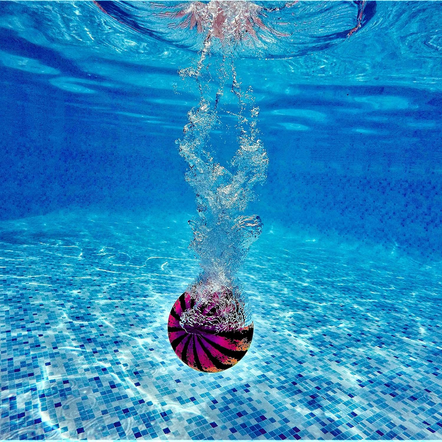 Watermelon Ball JR Underwater Pool Toy | Pool Ball for Under Water Passing, Dribbling, Diving and Pool Games for Teens, Kids, or Adults | 6.5in. Ball Fills with Water: Toys & Games