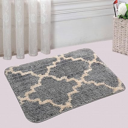 Saral Home Soft Anti Slip Microfiber Bathmat (Grey, 40 x 60 cm)