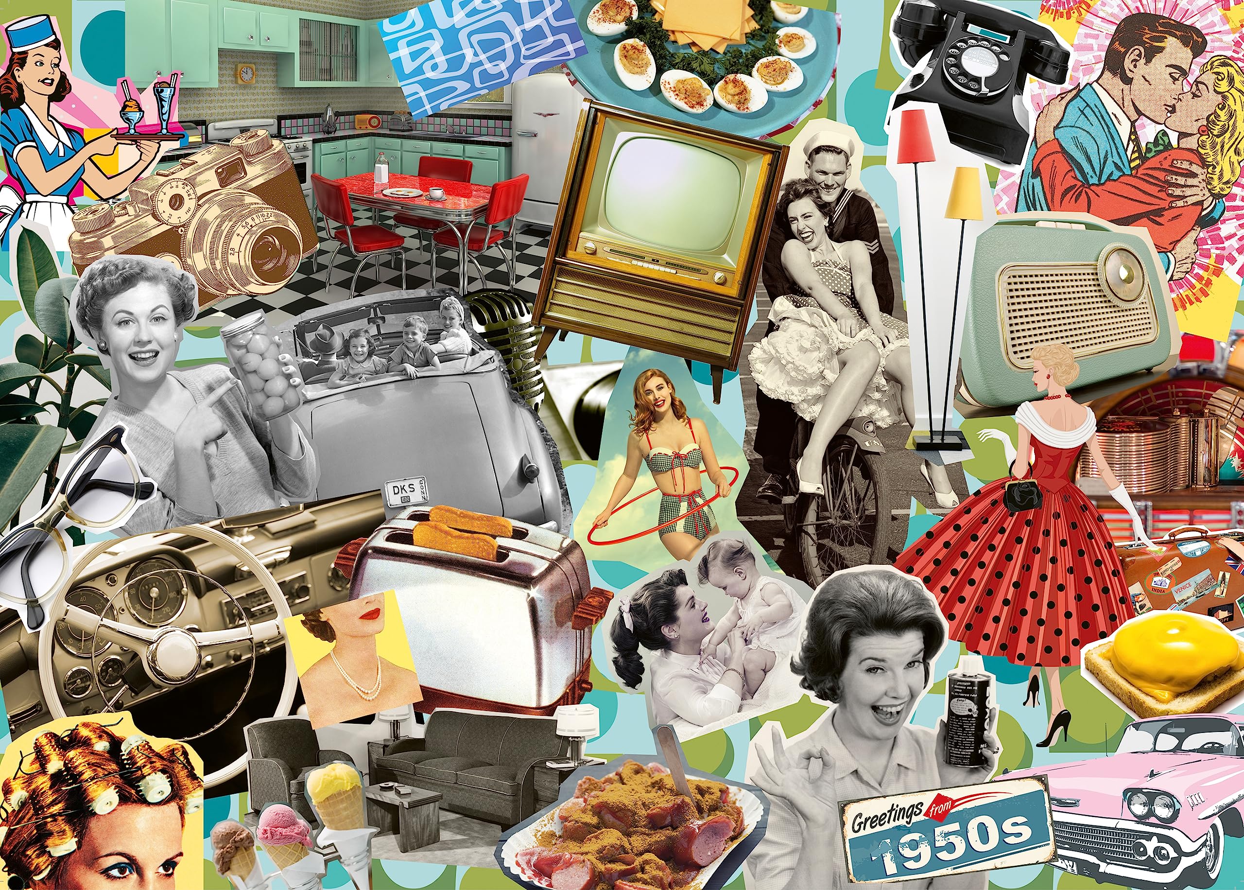 Ravensburger The 50s 1000 Piece Jigsaw Puzzle for Adults and Kids 12 Years Up - Retro Nostalgia 1950s