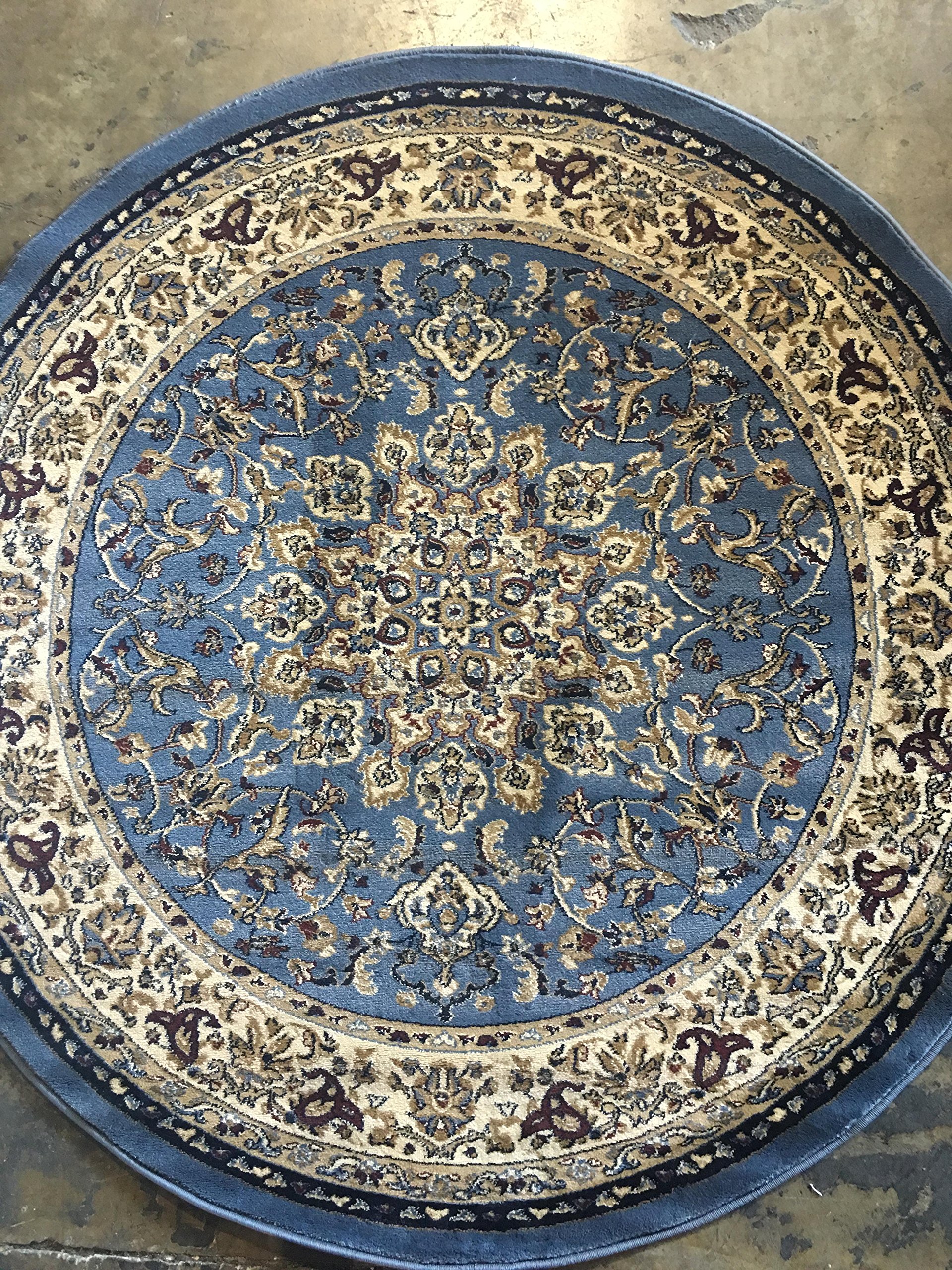 Deir Debwan Traditional Round Persian Area Rug Blue (330,000 Point
