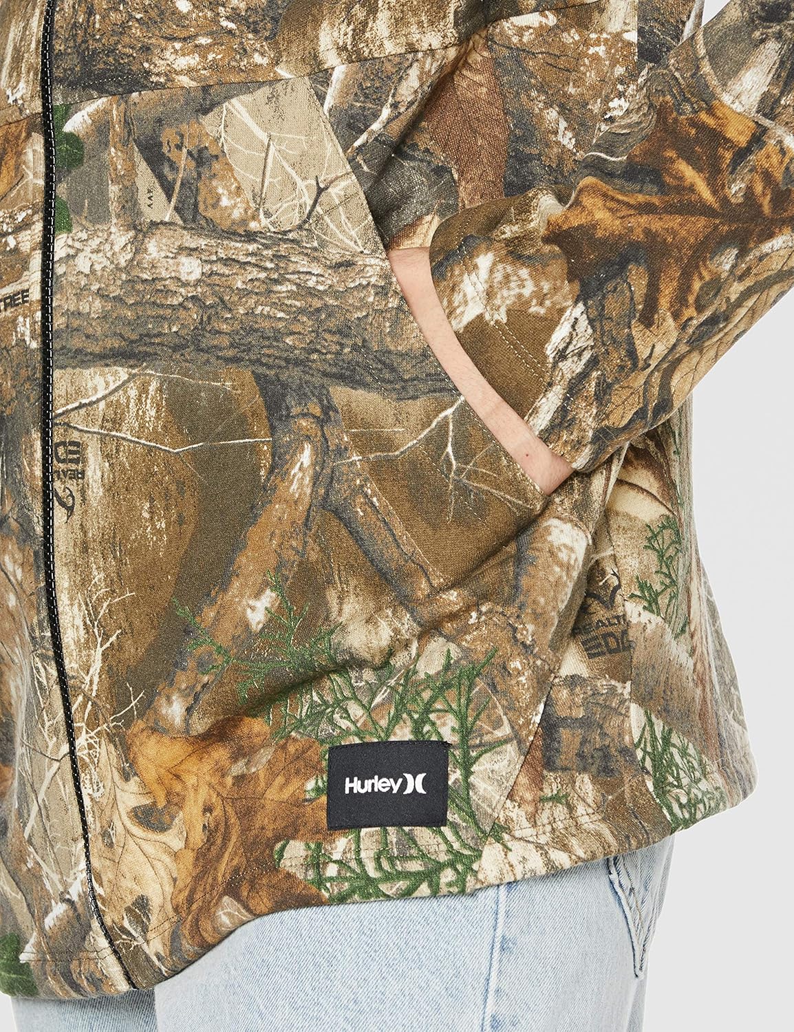 Hurley Men's Realtree Camo Printed Full-Zip Fleece Hooded Sweatshirt: Clothing