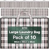 Zuvo Moving Bags with Zip (10 Pack) Large 60x50x25cm Waterproof