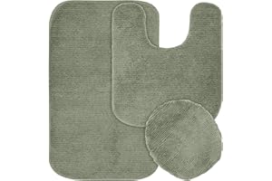 Garland Rug 3-Piece Glamor Nylon Washable Bathroom Rug Set, Deep Fern