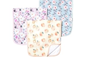 Copper Pearl Premium Baby Burp Cloths - 3-Pack Large Cotton Burp Cloths, Extra Soft Spit Up Rags with 3 Absorbent Layers, Perfect for Baby Girl Gifts (21" x 10" Size, Morgan Set)