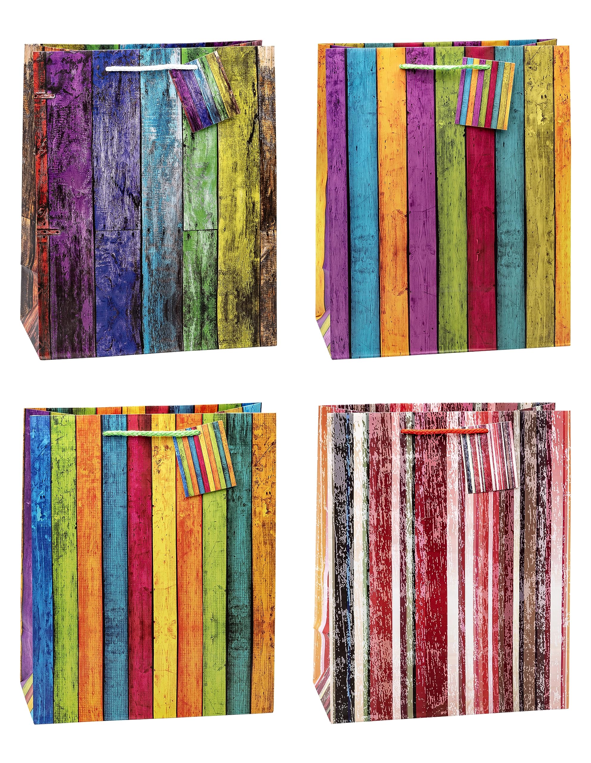 TSI 84311 Gift Bags Stripes, Pack of 12, Size: Large (10 x 5.5 x 12.5 inch), 84311-A