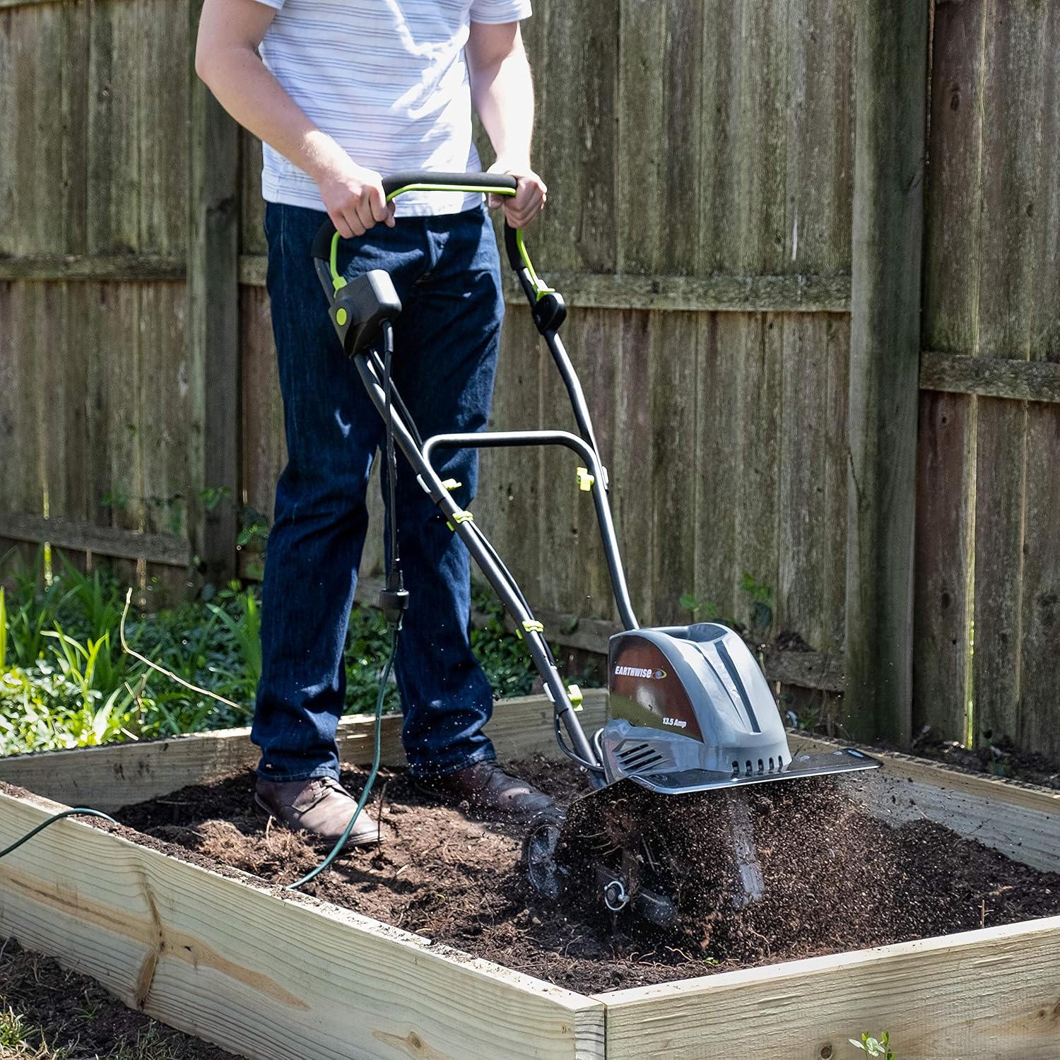 Earthwise TC70016 16-Inch 13.5-Amp Corded Electric Tiller/Cultivator, Grey : Garden & Outdoor