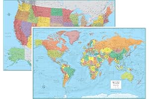 SWIFTMAPS RMC Classic United States USA and World Wall Map Set (Signature Edition)