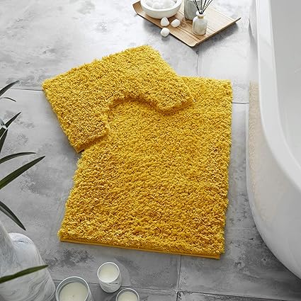 Gaveno Cavailia Super Soft 2 Piece Zero Twist Bath Mat Pedestal Set Non Slip Extra Absorbent 100 Polyester Bathroom Toilet Rug Regular 50x80 50x40 Cm Ochre Amazon Co Uk Kitchen Home
