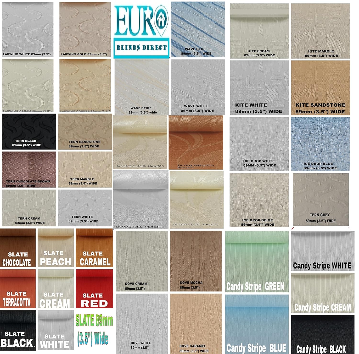 MADE TO MEASURE VERTICAL BLIND REPLACEMENT SLAT/ LOUVERS 89mm (3.5