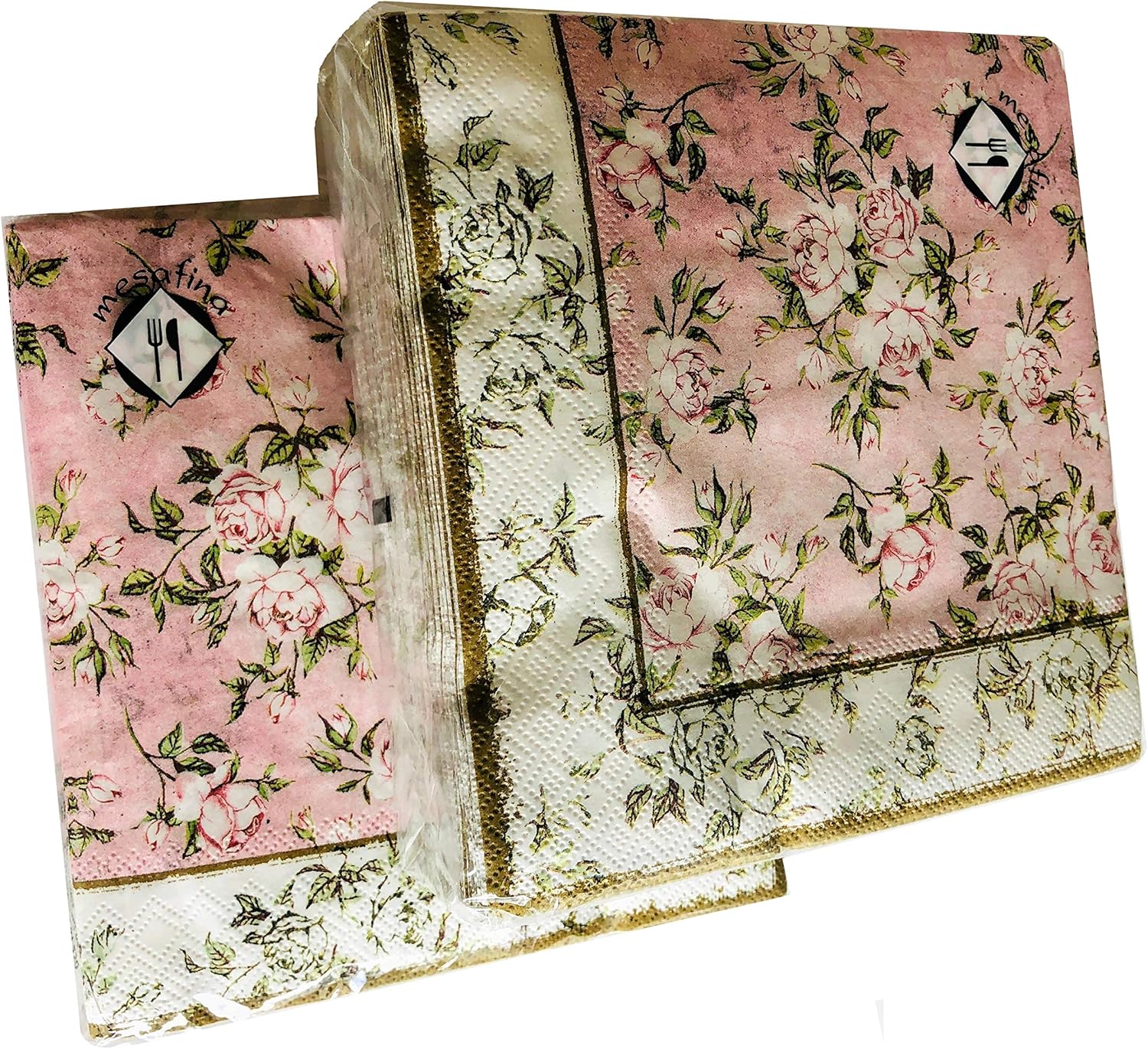 40ct Victorian Floral Napkins | Vintage Napkins | Decoupage Napkins | Shabby Chic Napkins | Decorative Paper Napkins for Decoupage | Floral Paper Napkins for Baby Wedding | Pink Paper Dinner Napkins