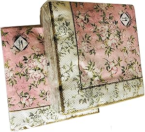 40ct Victorian Floral Napkins | Vintage Napkins | Decoupage Napkins | Shabby Chic Napkins | Decorative Paper Napkins for Decoupage | Floral Paper Napkins for Baby Wedding | Pink Paper Dinner Napkins
