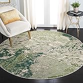 SAFAVIEH Madison Collection Area Rug - 5' Round, Green & Ivory, Modern Abstract Design, Non-Shedding & Easy Care, Ideal for H