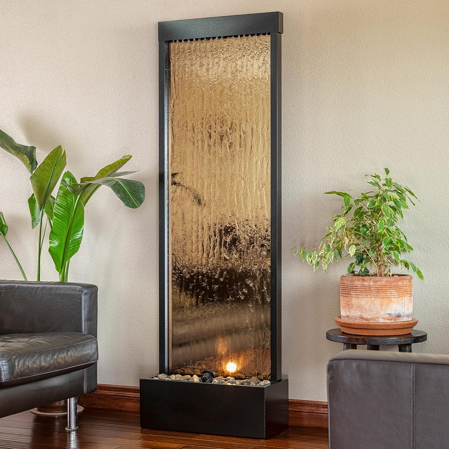 Indoor Fountains & Accessories - Alpine Corporation MLT100 Waterfall Fountain with Stones and Light, 24