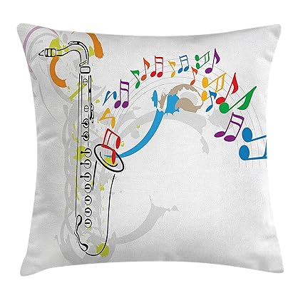 Amazon Com Ambesonne Jazz Music Decor Throw Pillow Cushion Cover