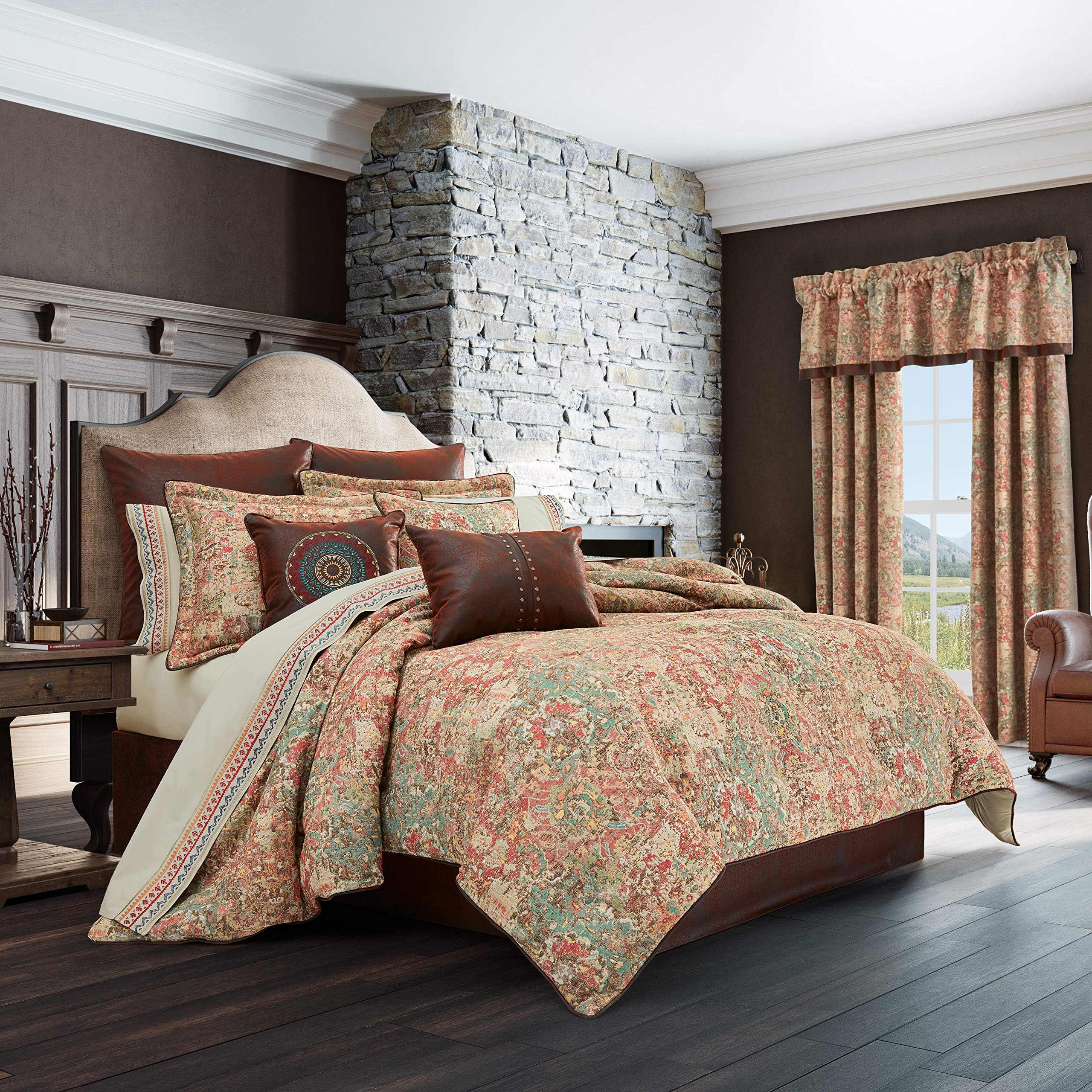 Five Queens Court Kemble Southwest 4 Piece Comforter Set, Multi Color, Cal King 110x96, Polyester, California