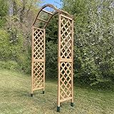 Selections Wooden Garden Arch with Curved Top Tan Ground Spikes view 2