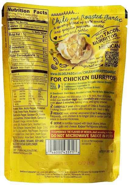 Old el paso mexican cooking sauce chile&roasted garlic Mild (046000435718)