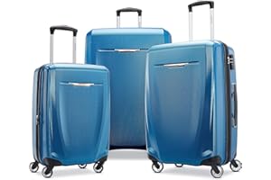 Samsonite Winfield 3 DLX Hardside Expandable Luggage with Spinners, Blue/Navy, 3-Piece Set (20/25/28)
