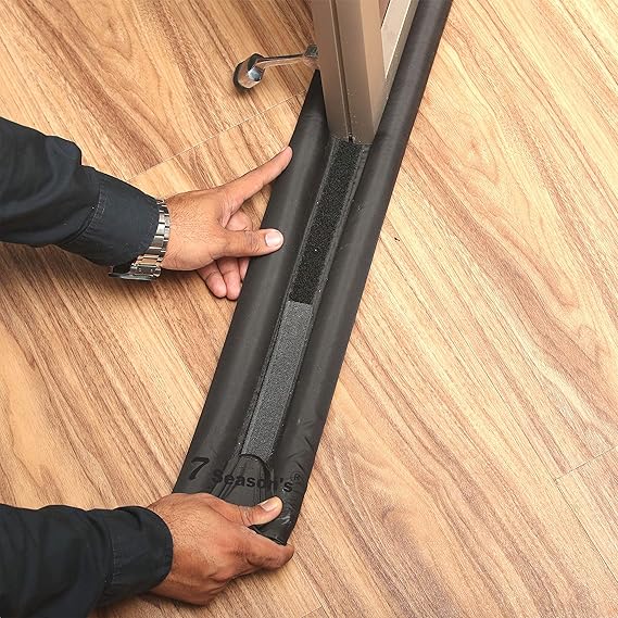7 Season's 36 inches Black Portable Under Door Draft StopperTwin