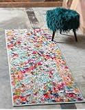 Unique Loom Chromatic Collection Area Rug - Champagne (2' 2" x 6' Runner, Multi/ Blue)