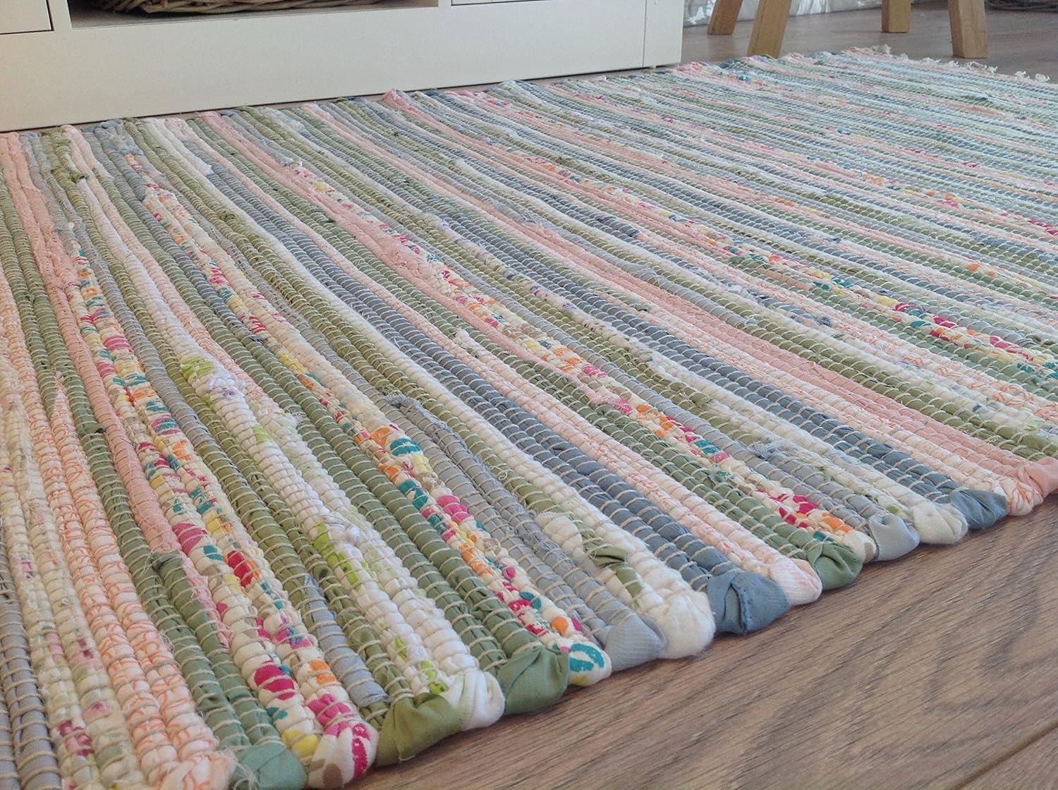Pastel Rag Rug 120cm X 180cm Indian Pale Light Multi Colours