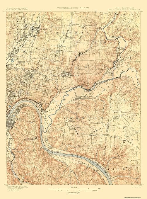Amazon Com Mapa Topografico Cincinnati East Ohio Kentucky Quad Usgs 1900 17 X 23 Home Kitchen