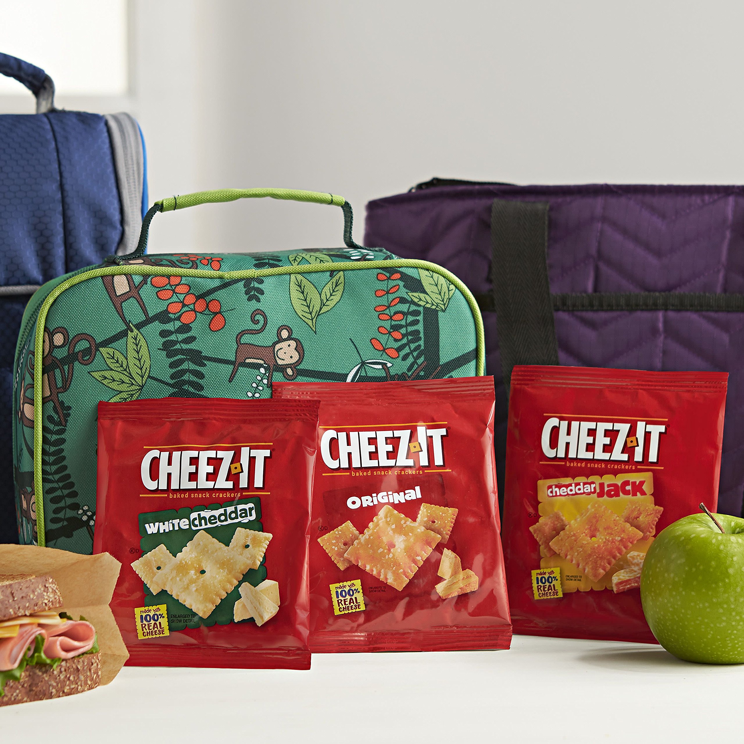 Cheez-It Baked Snack Cheese Crackers, Variety Pack, Original, White Cheddar, Cheddar Jack, 1.02 oz Bags (12 Count) - Image 5