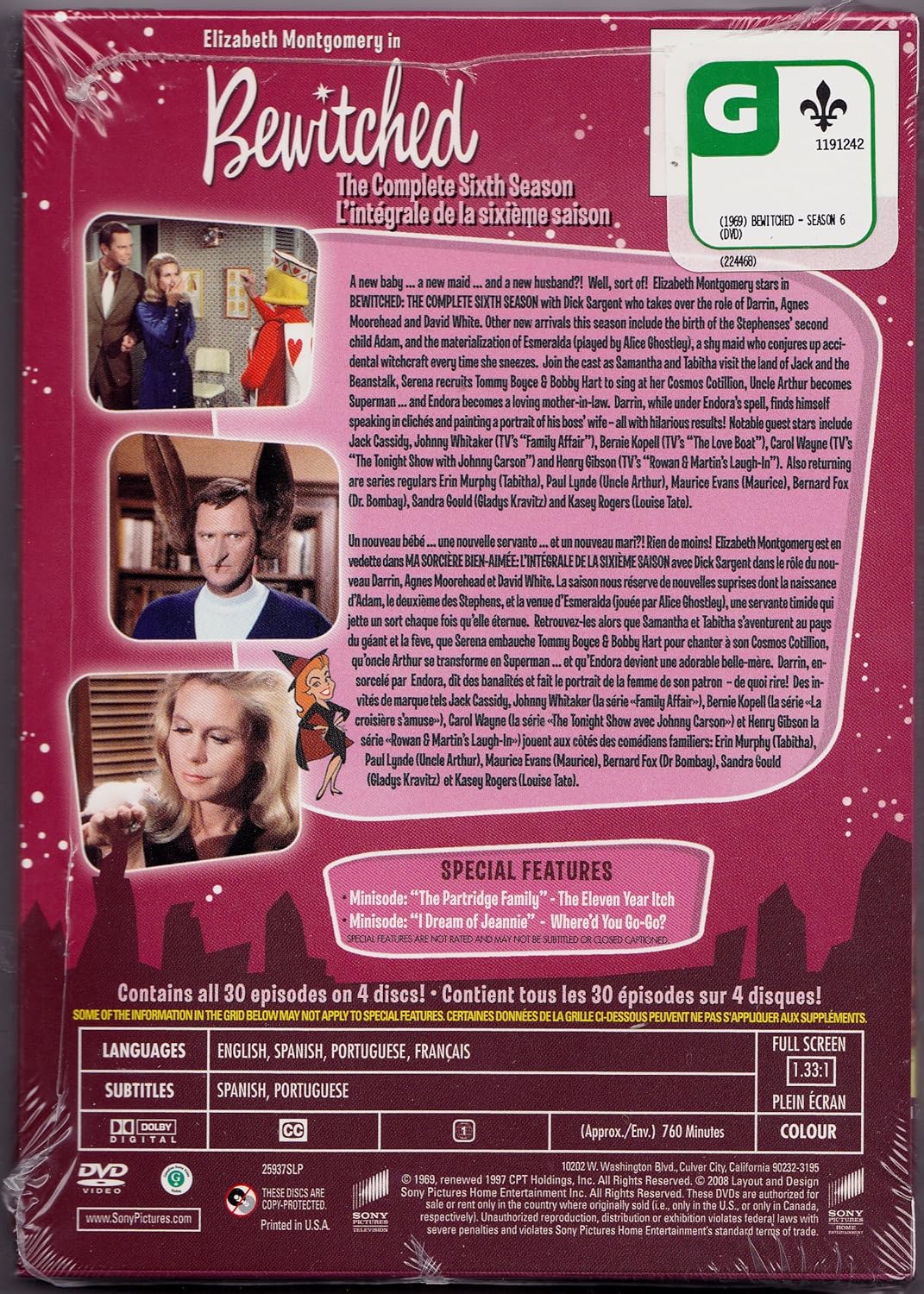 Ma Sorciere Bien Aimee Saison 6 English French 1969 Full Screen Regie Au Quebec Cover Bilingue Amazon Ca Elizabeth Montgomery Dick Sargent Agnes Moorehead David White Dvd