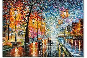 Alenoss Abstract Canvas Paintings 3D Modern Oil Paintings on Canvas 28x40 Inches Contemporary Colorful Landscape Wall Art Romantic Couples Blue Artwork for Home Decorations