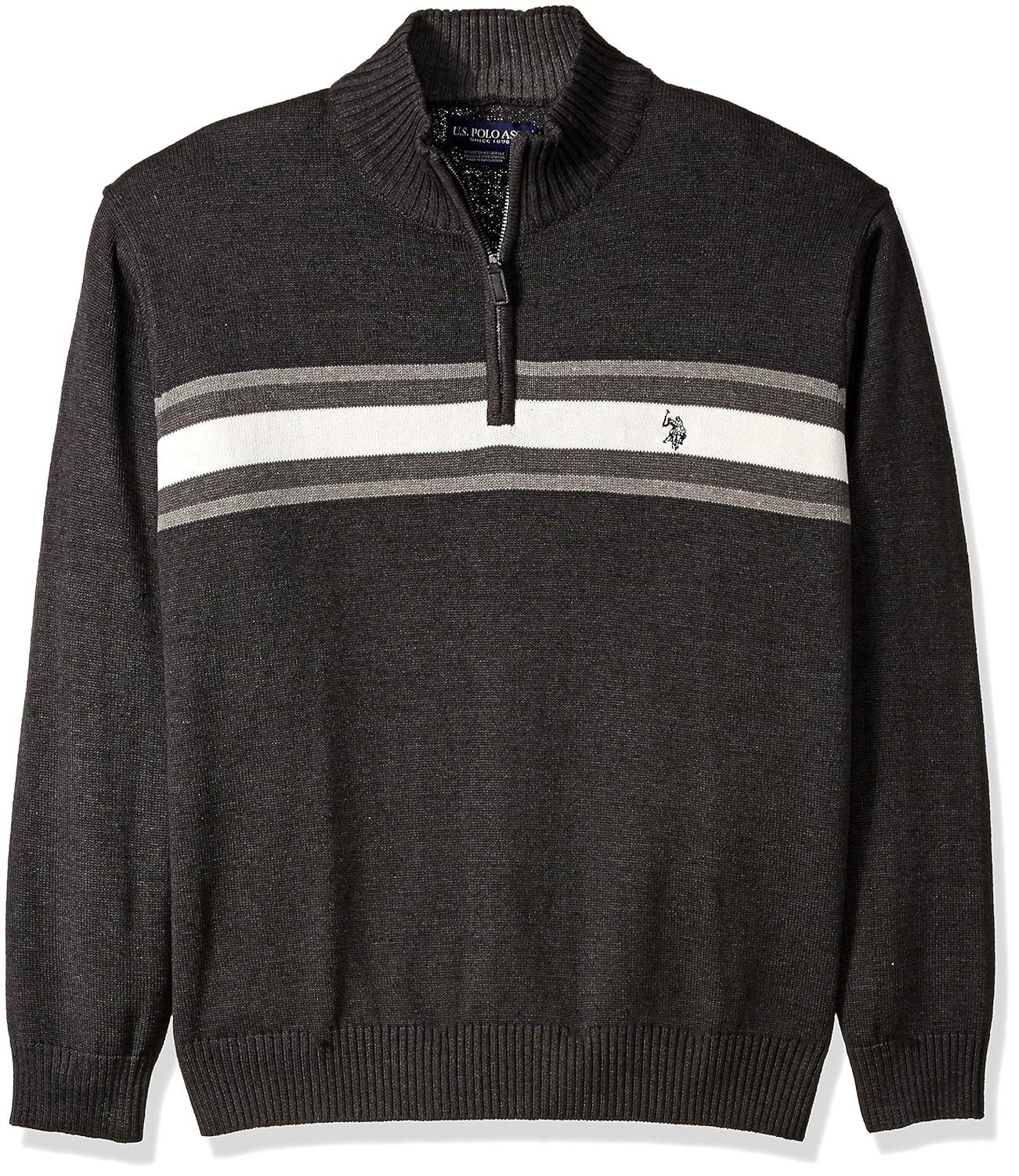 U.S Polo Assn Mens Tri-Color Chest Stripe 1/4 Zip Sweater Polo Sweater Clothing & Accessories Men