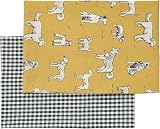 Penguin Home Set of 2 Recycled Cotton Tea Towels Mustard Grey Black 50x70 view 6