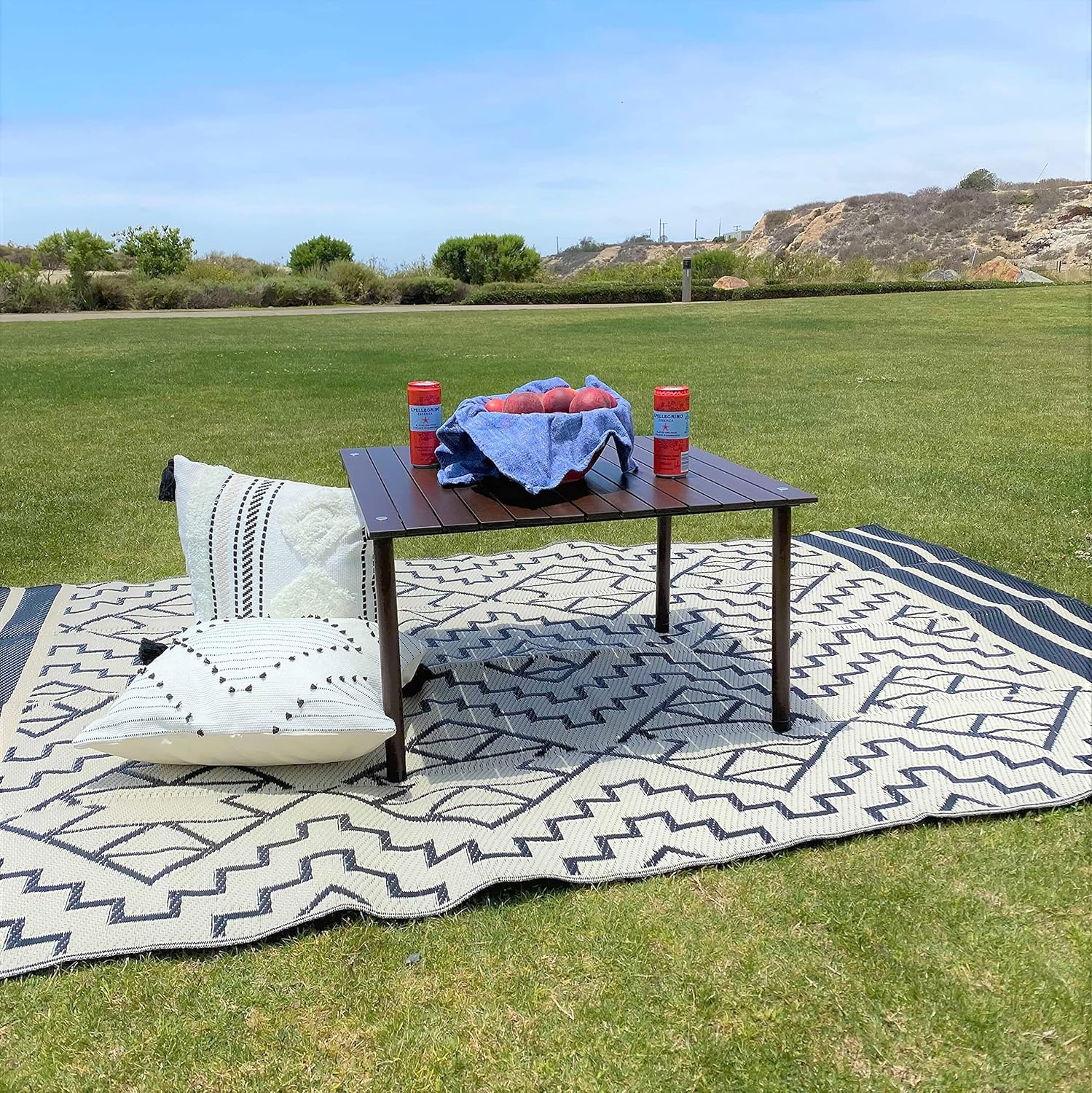 Formosa Covers Portable Wood Roll Up Table for Picnics, Camping, Beach, Parties, Charcuterie, Travel, Tailgate, Outdoor Events with Black Carrying Bag Size 26" Lx26 Wx16 H (Dark Teak Finish): Kitchen & Dining