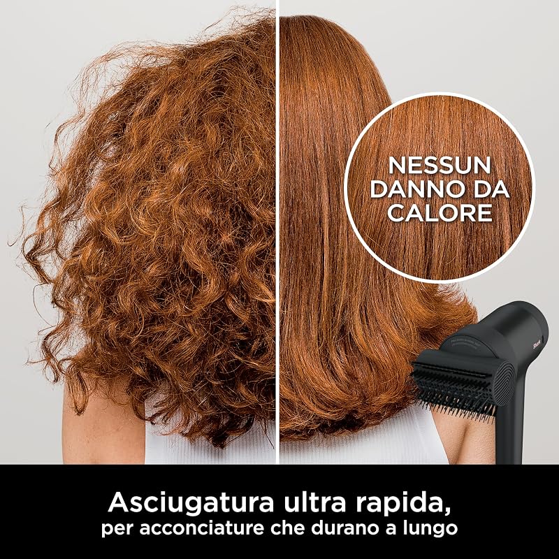 STYLE iQ Asciugacapelli e Styler per Capelli a Ioni 3 in 1, con Spazzola, Diffusore per Ricci e Concentratore, Asciugatura Veloce, Senza Danni, Impostazioni Automatiche, Nero/Oro Rosa, HD120EU