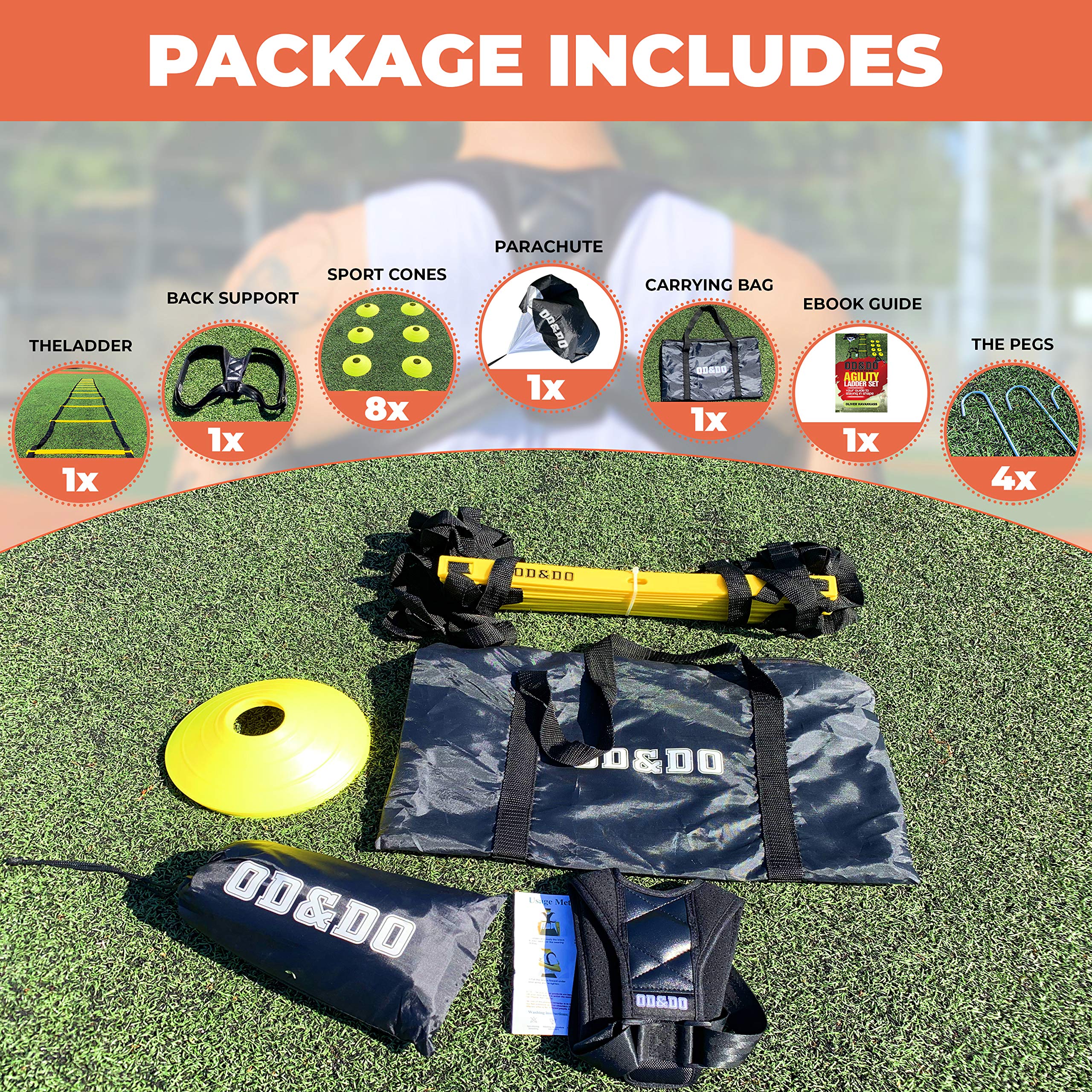 ODDO Agility Ladder Speed & Resistance Training Equipment Set for