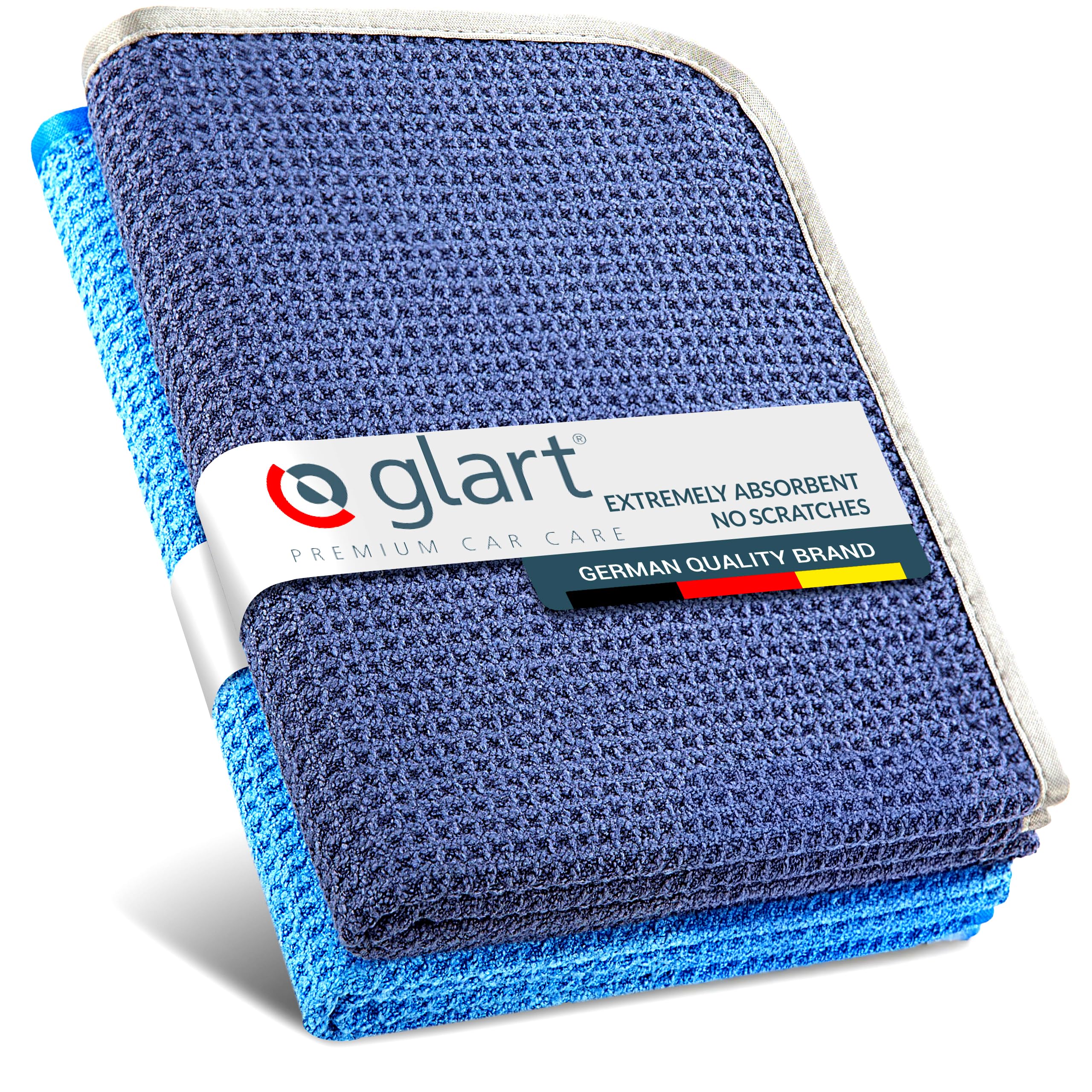 Glart 47TB Car Microfiber Cloth 2-Piece Set - XXL Drying Towels (70x40 cm) for Vehicle Drying - Absorbent, Lint-Free, Scratch-Free - Gentle Drying After Hand Wash - Car Care Made in Germany