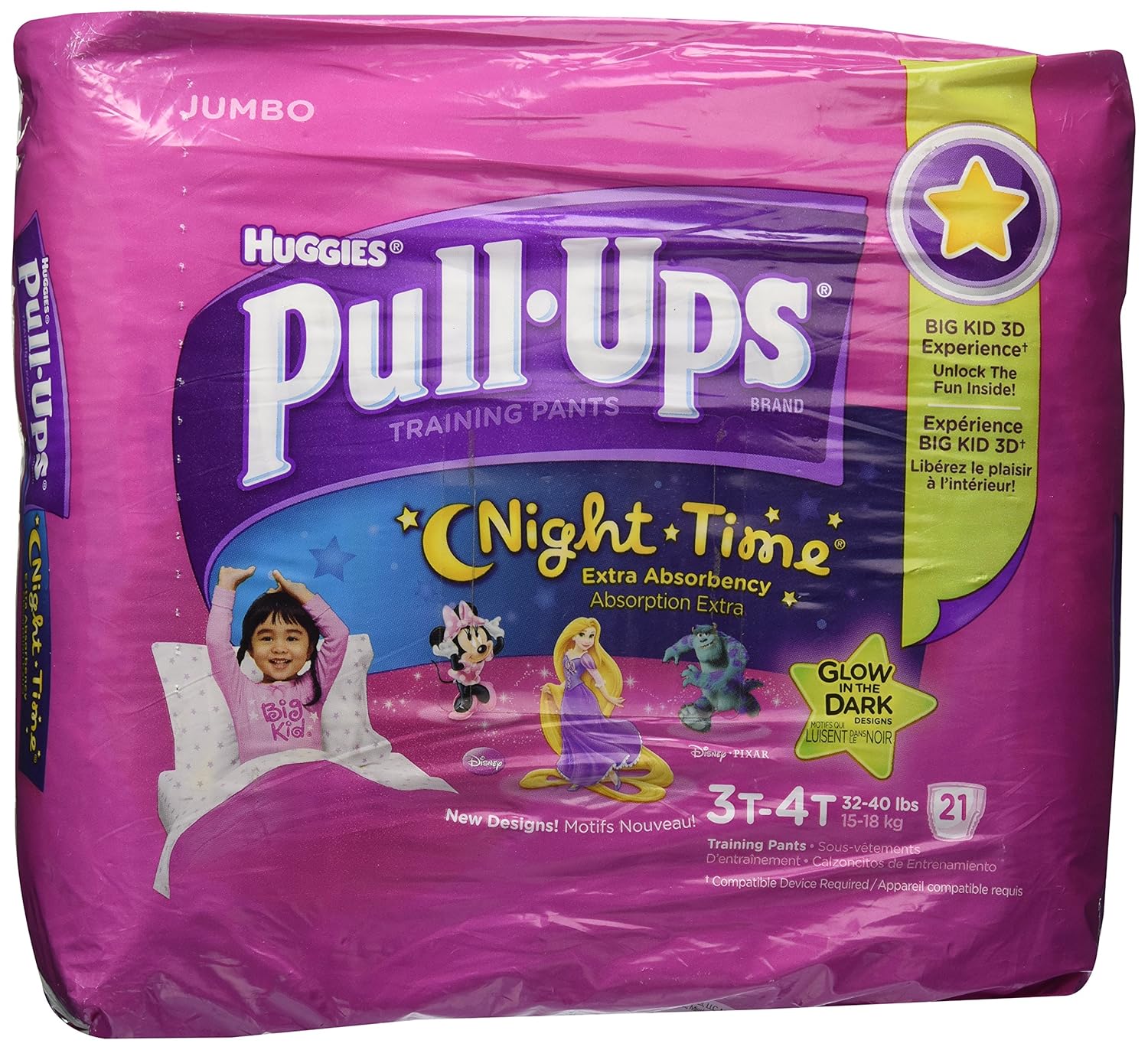Huggies PullUps Night Time Training Pants for Girls, Jumbo Pack, Size