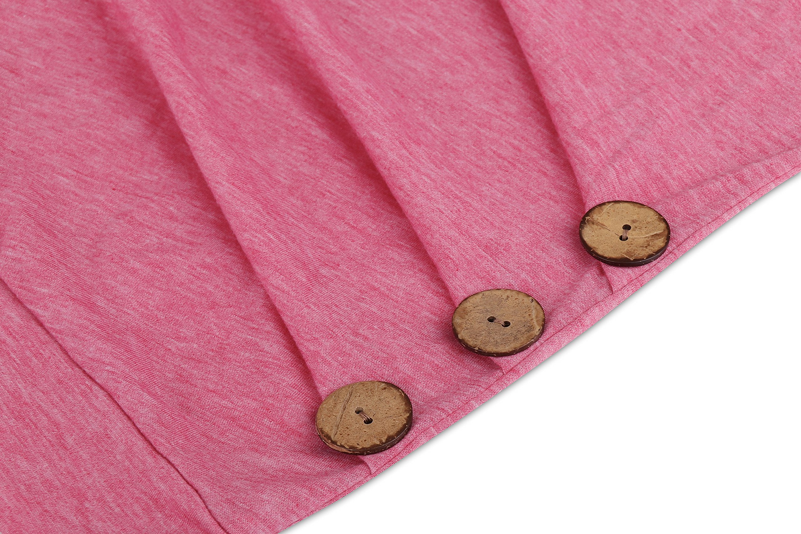 Juniors Tops Casual Long Sleeve T Shirts Buttons Decor Crew Neck Tunic Blouse Pink Large