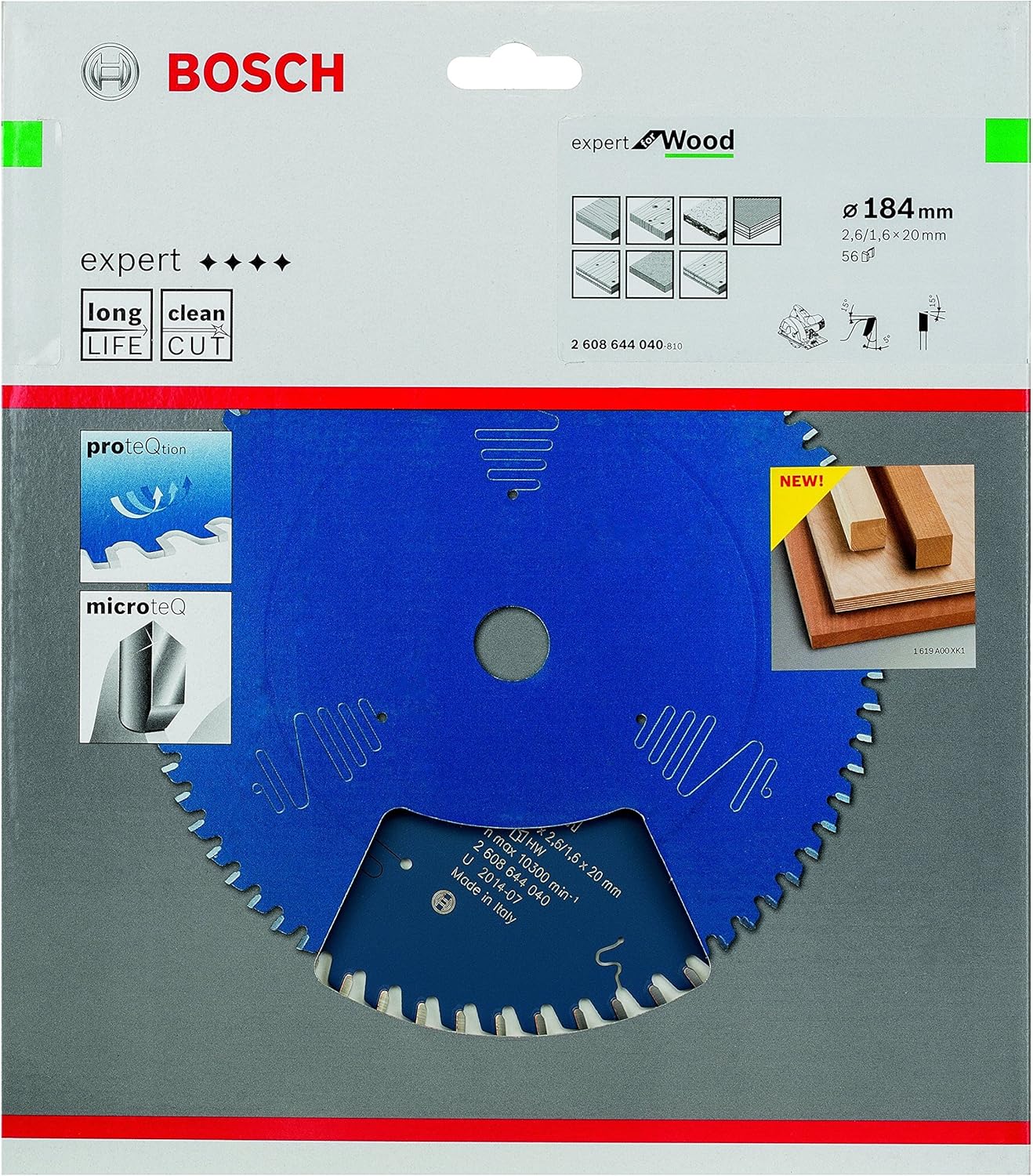 Bosch 2608644040 EXWOH 56 Tooth Top Precision Circular Saw Blade, 0 V, Blue, 184 x 20 x 2,6 mm - Image 3