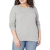 Amazon Essentials Women's Lightweight Long-Sleeve Cable Crewneck Sweater (Available in Plus Size)