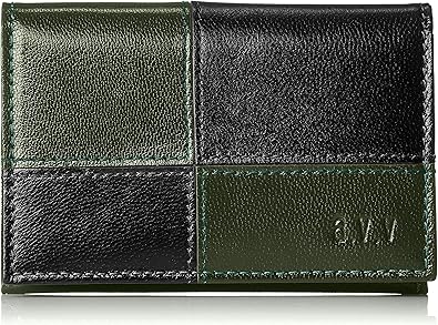 Amazon アー ヴェ ヴェ オム 名刺入れ メンズ 二つ折り カードケース パッチワーク シリーズ グリーン ブラック A V V Homme アー ヴェ ヴェ オム 名刺入れ