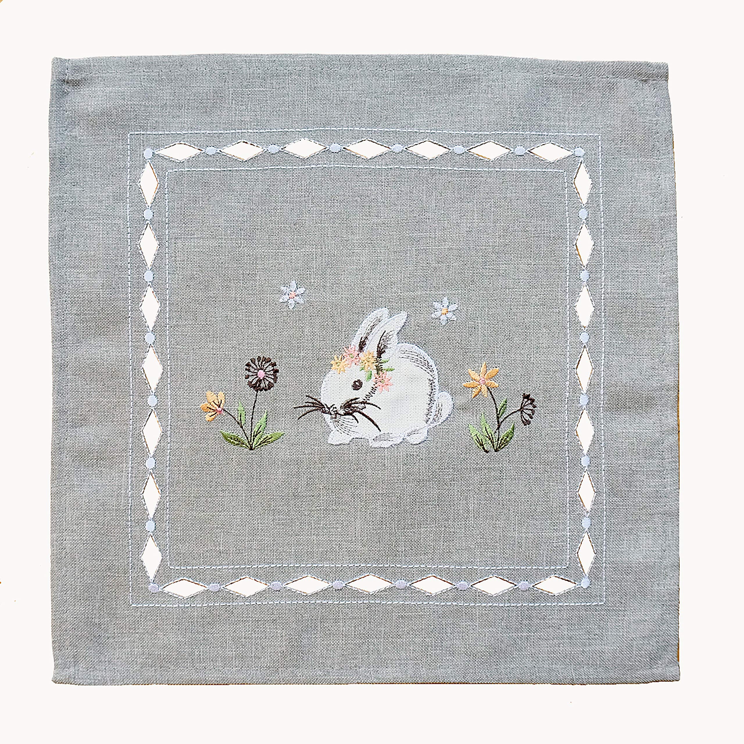 Raebel Easter Light Grey Tablecloth Table Runner Doilies Easter Decoration Rabbit Pink 100% Polyester (40 x 140 cm Rectangular Table Runner)
