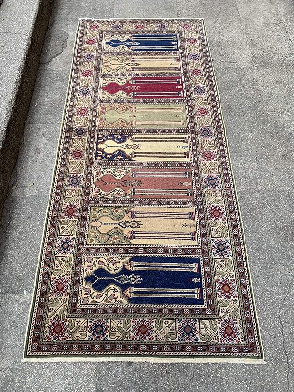 3X7 Feet Vintage Colourful Handmade Carpet Vintage Runner