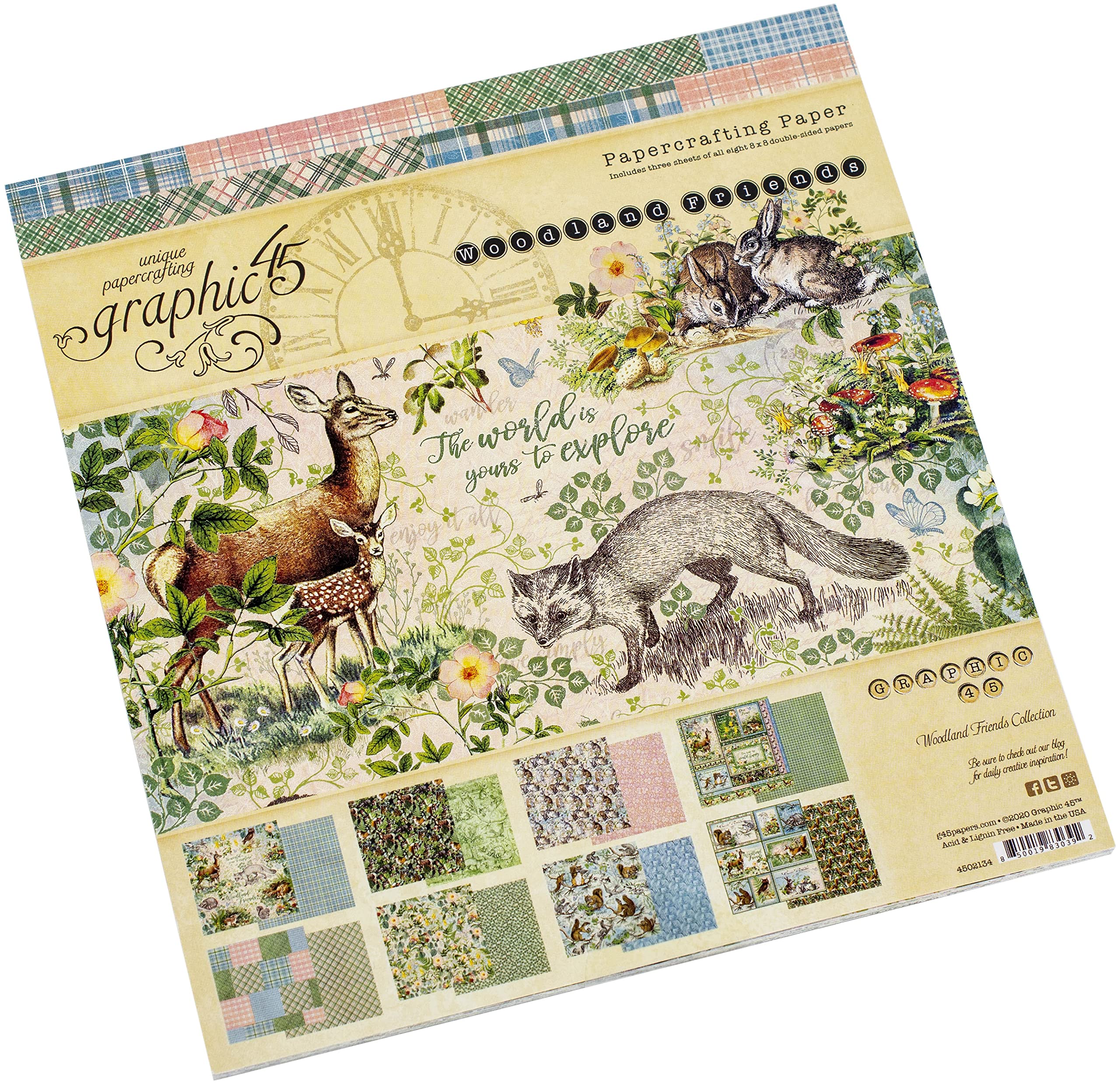 Graphic 45 GR4502134 Wood and Friends Pad, 8 inch x 8