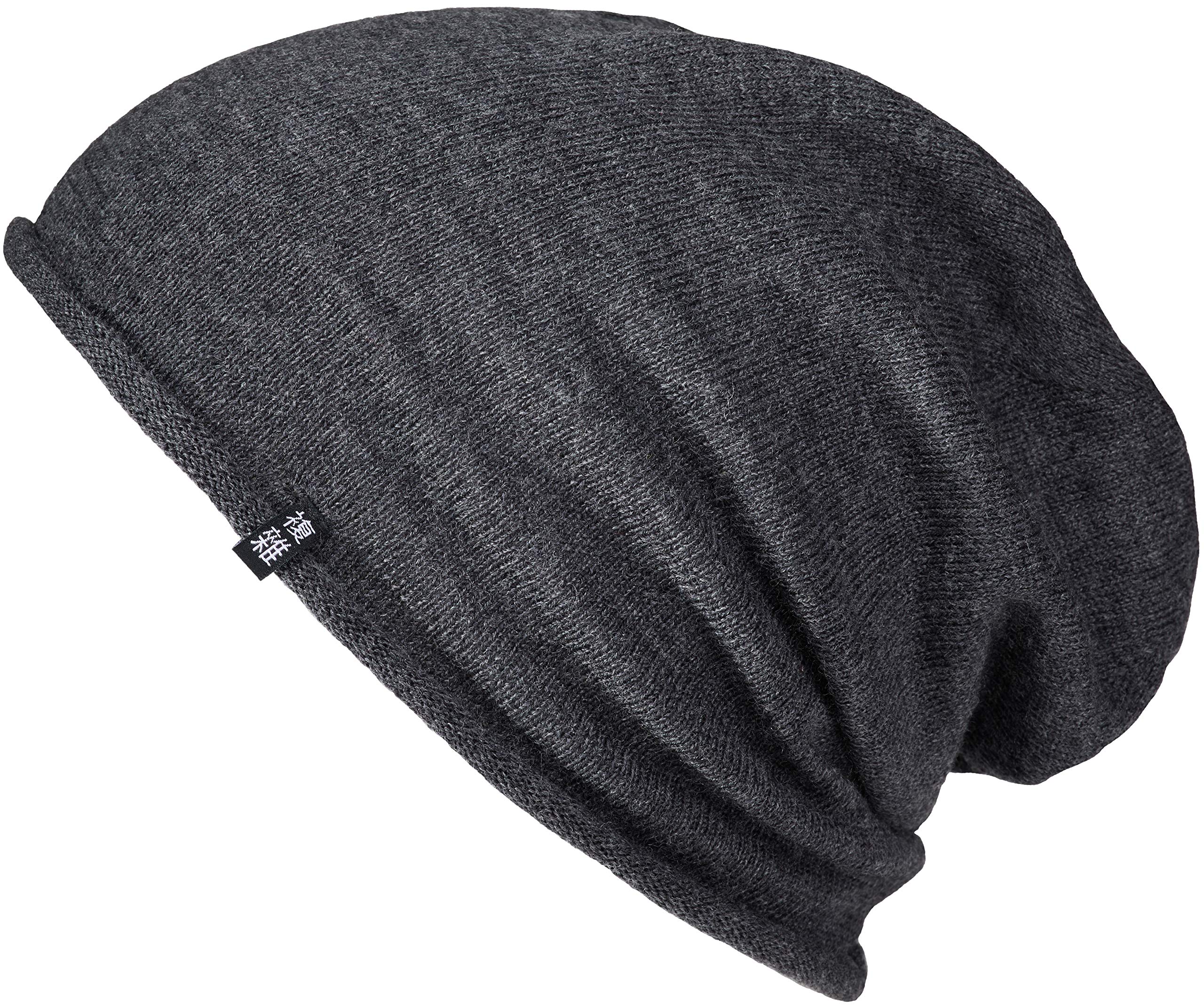 Enter the Complex® Leichte Merino Mütze, Einlagig Gestrickte Slouch Beanie, 100% Merino Wolle, Damen und Herren, Grau