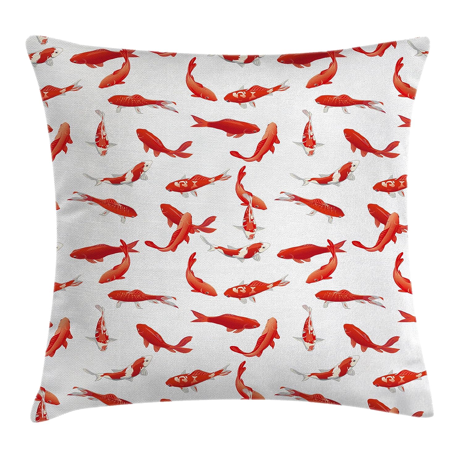 Ambesonne Koi Fish Throw Pillow Cushion Cover, Eastern Japanese Exotic Koi Fish