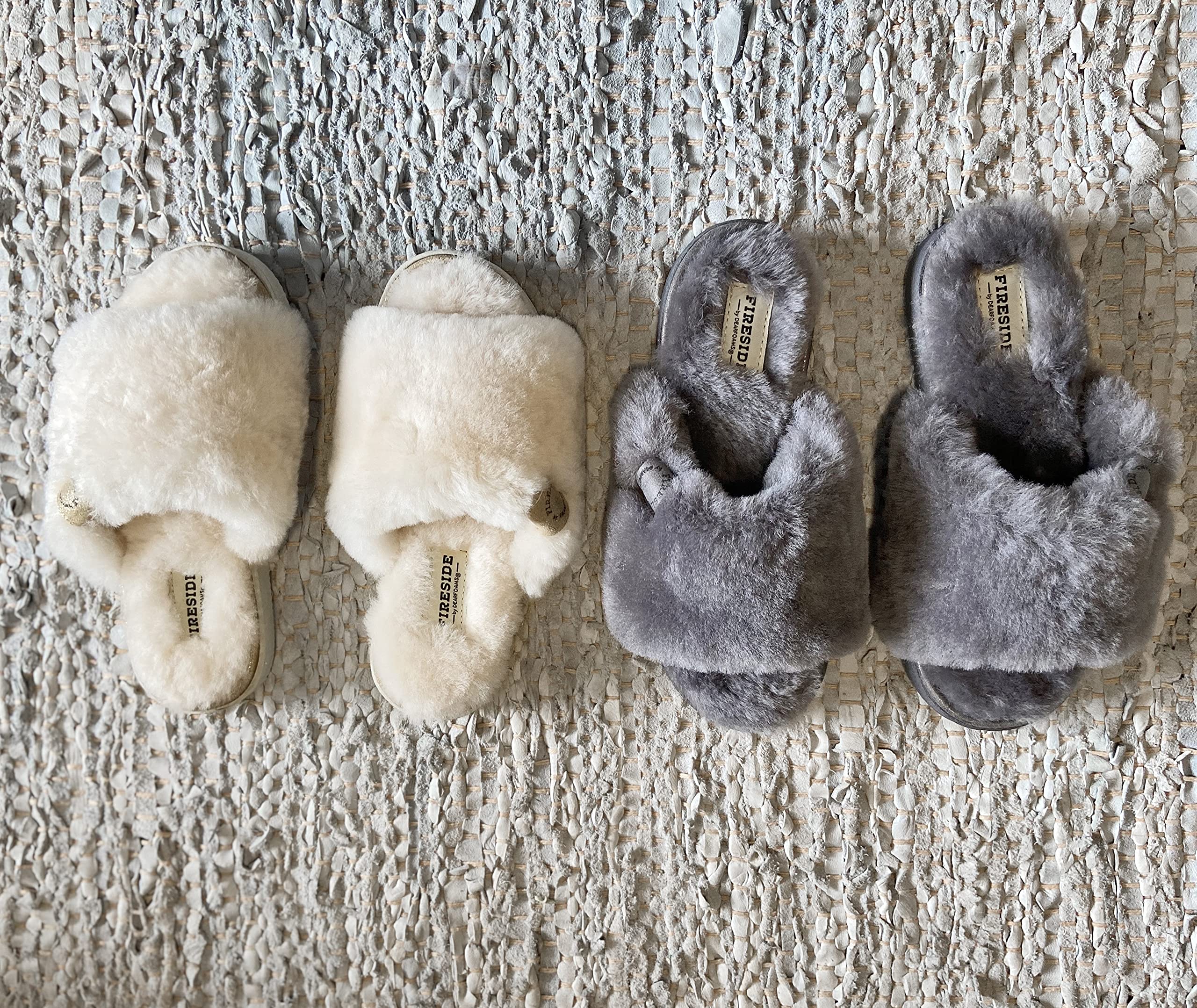 Dearfoams Women's Fireside Cairns Shearling Easy on/Off Slide Sandal Slipper