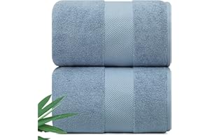 Alusa Home Ultra Soft & Plush Viscose from Bamboo Bath Sheets - 700 GSM Pack of 2 - Extra Large 70x35 in - Super Absorbent & Quick Drying (Chambray)