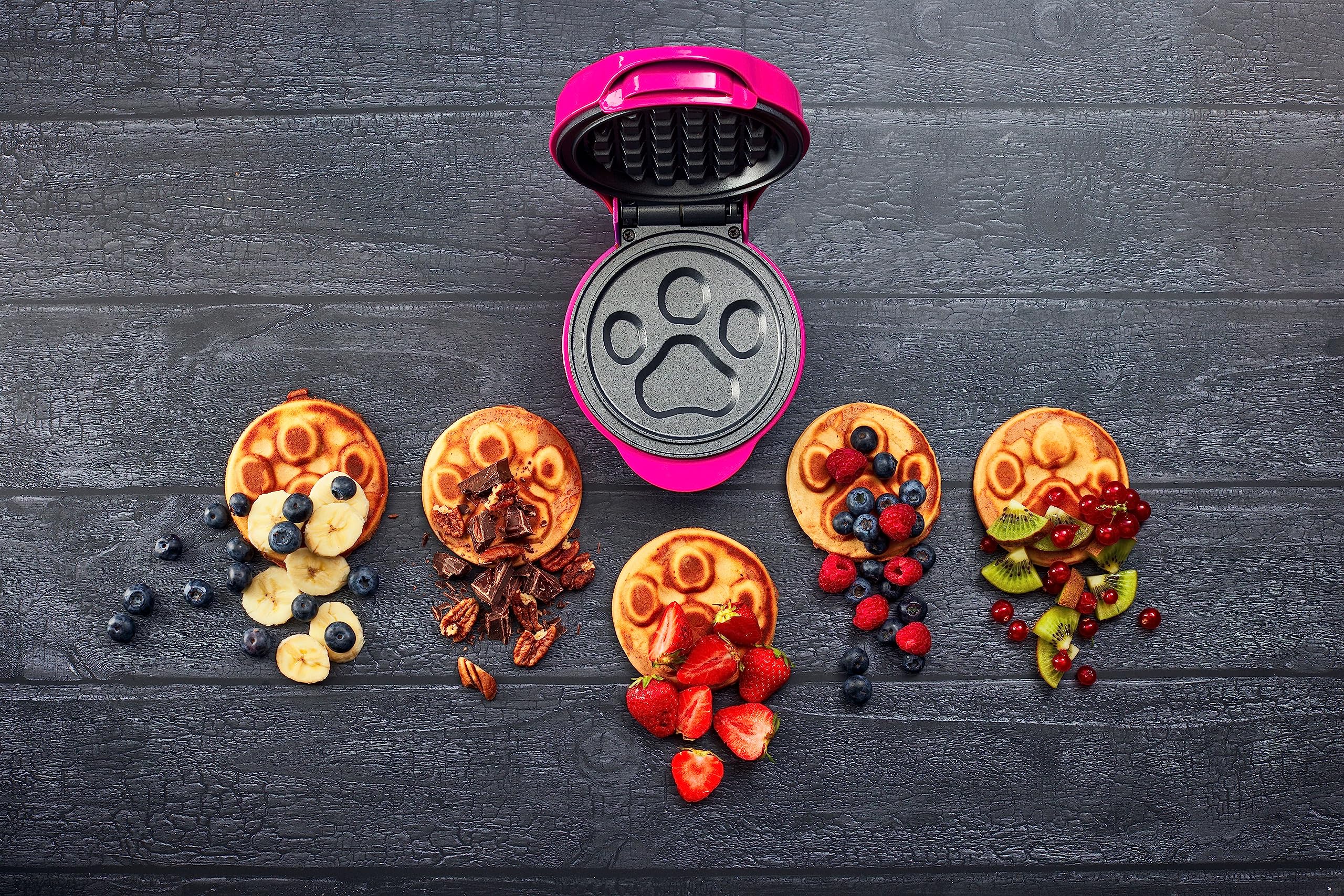 Paw Patrol Mini-Waffeleisen im einzigartigen Paw Patrol Design, für Kindergeburtstage, Ostern & Weihnachten, inkl. Backampel, Waffelgröße: Ø 10cm, offizielles Lizenzprodukt, Farbe: Rosa 5